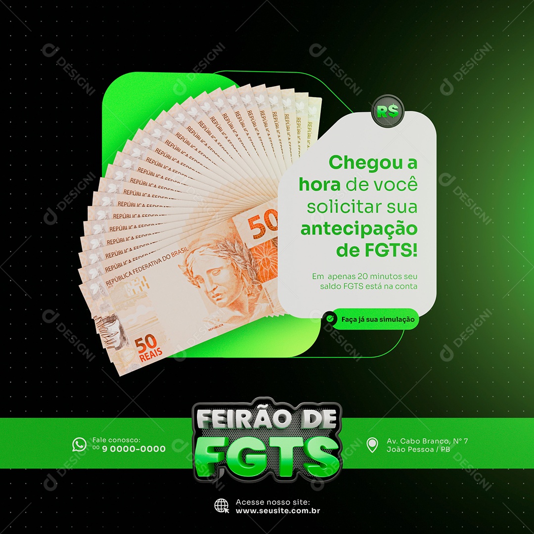 Feed Chegou a Hora de Você Solicitar sua Antecipação Social Media PSD Editável