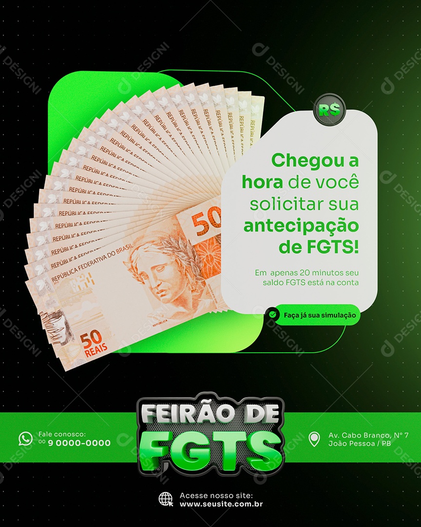 Chegou a Hora de Você Solicitar sua Antecipação Social Media PSD Editável