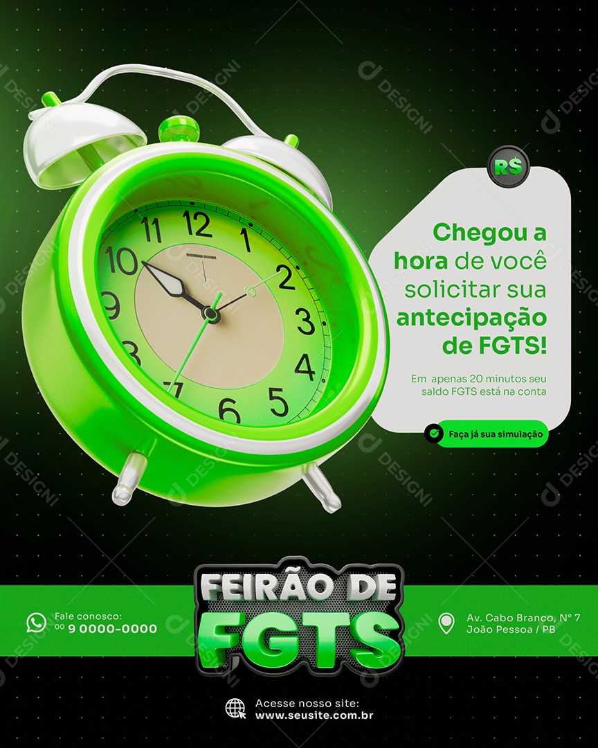 Chegou a Hora de Você Solicitar sua Antecipação de FGTS Social Media PSD Editável