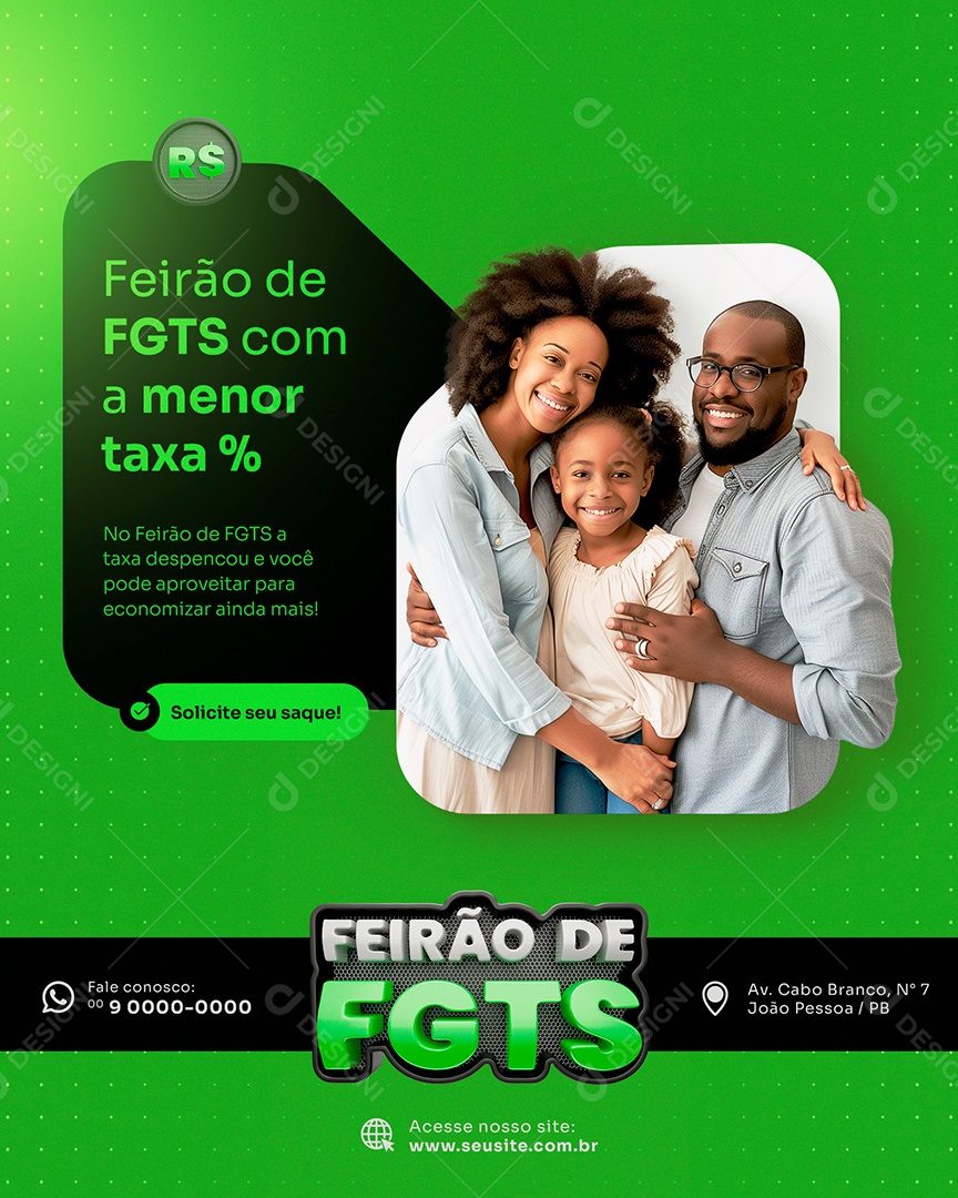 Feirão de FGTS com Menor Taxa Social Media PSD Editável