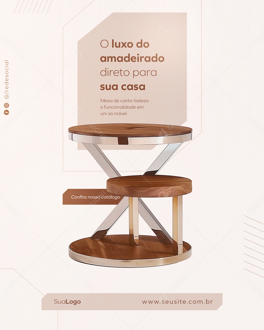 O Luxo do Amadeirado Direto para sua Casa Social Media PSD Editável