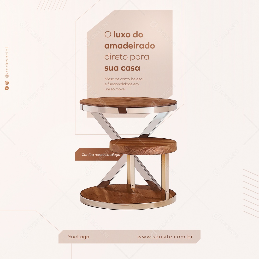 Feed O Luxo do Amadeirado Direto para sua Casa Social Media PSD Editável