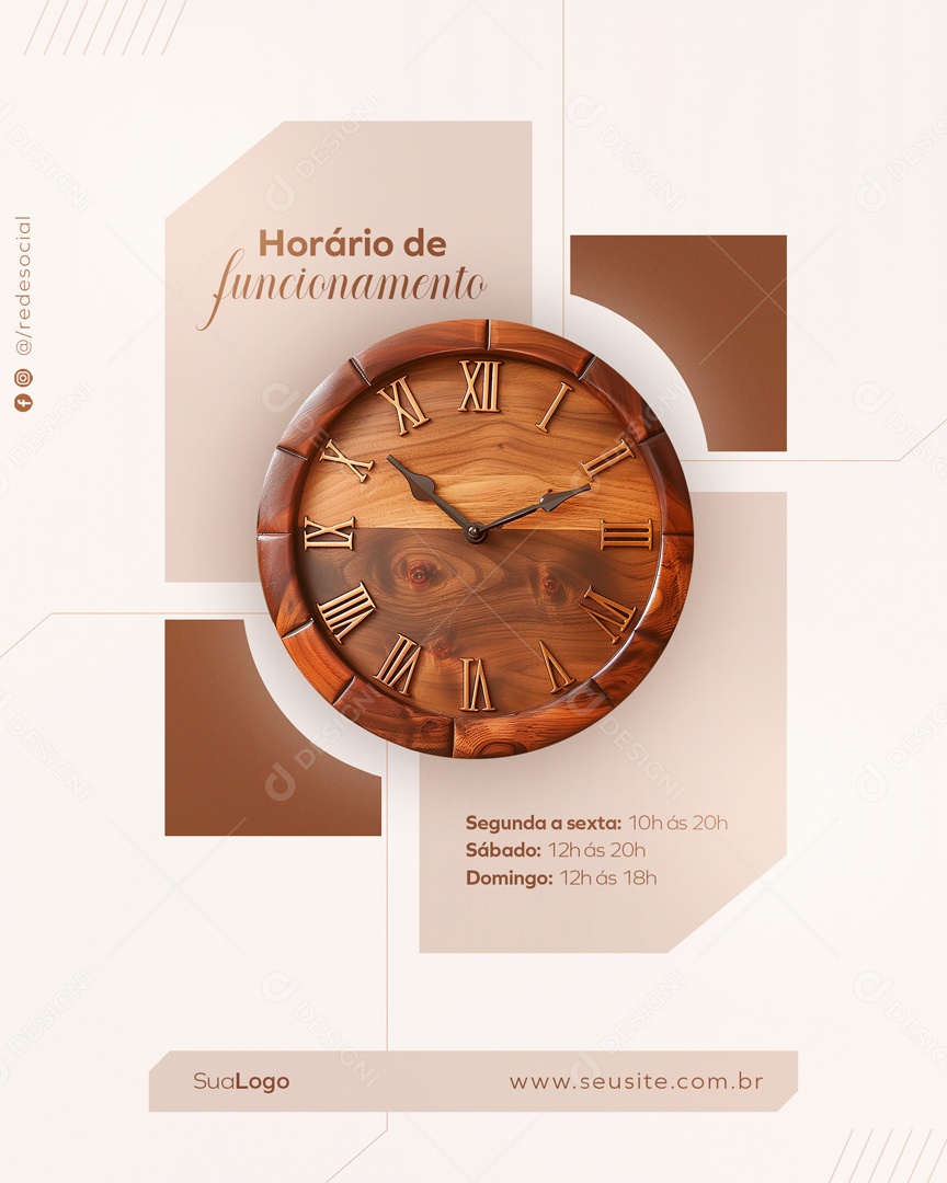 Horário de Funcionamento Social Media PSD Editável