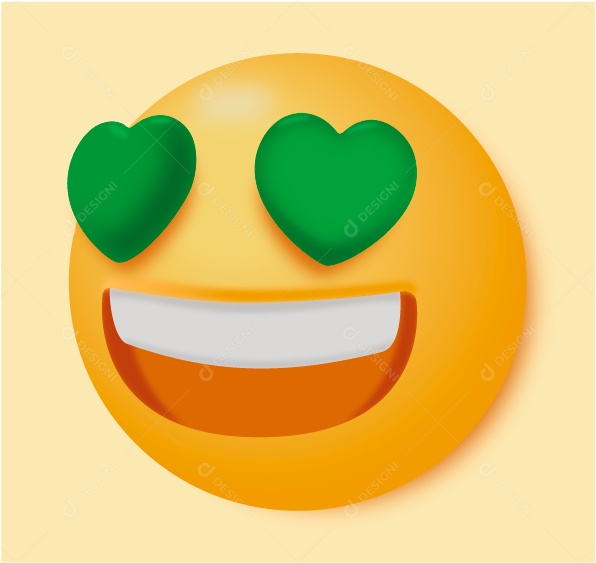 Emoji Sorrindo com Olhas de Coração Ilustração Vetor EPS