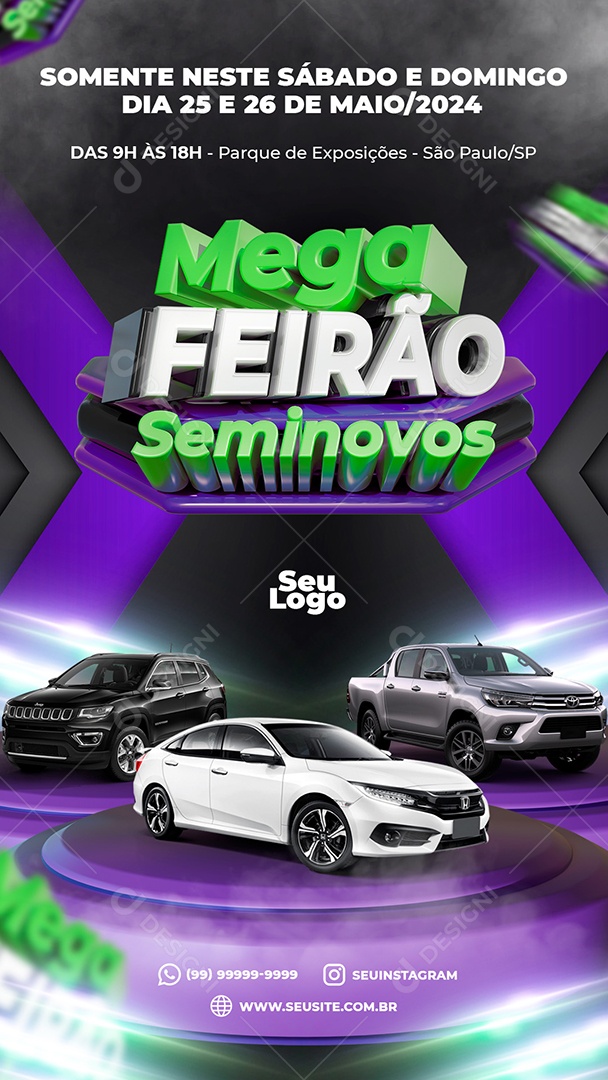 Story Mega Feirão Seminovos Somente Neste Sábado e Domingo Social Media PSD Editável