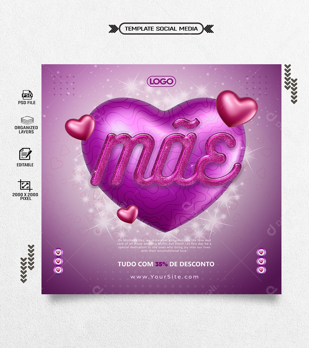Mãe tudo com Desconto Social Media PSD Editável