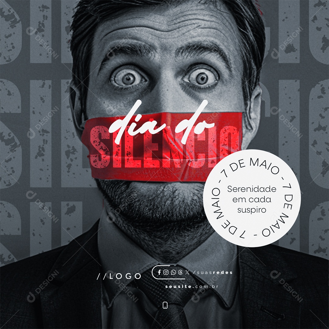 Dia do Silencio 07 de Maio Serenidade em Cada Suspiro Social Media PSD Editável