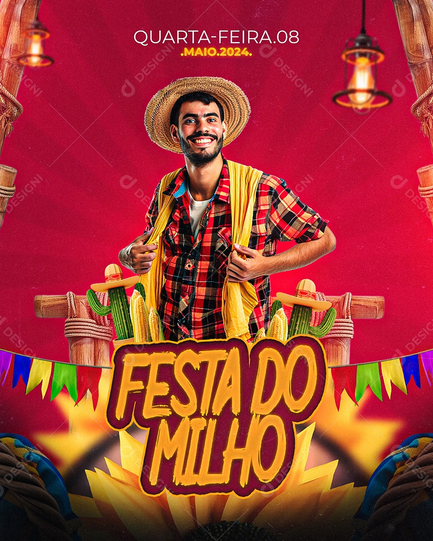 Flyer Festa do Milho Social Media PSD Editável