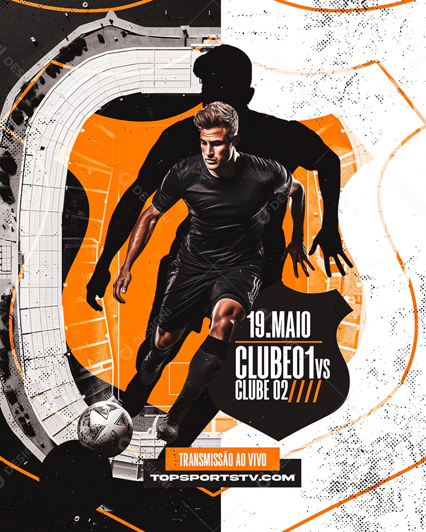 Flyer Clube 01 vs Clube 02 Transmissão Ao Vivo Social Media PSD Editável