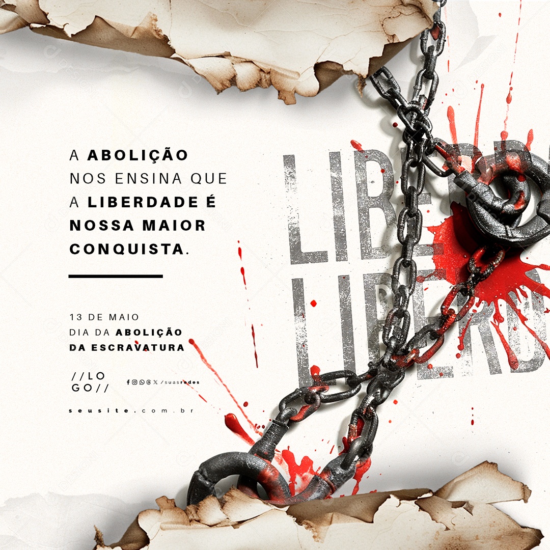 Dia da Abolição da Escravatura 13 de Maio Social Media PSD Editável