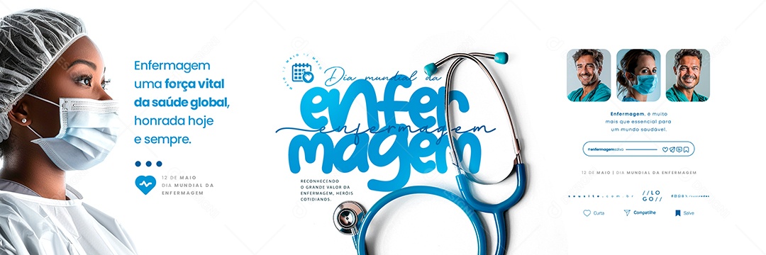 Carrossel Dia Mundial Da Enfermagem 12 De Maio Força Vital da Saúde Social Media PSD Editável