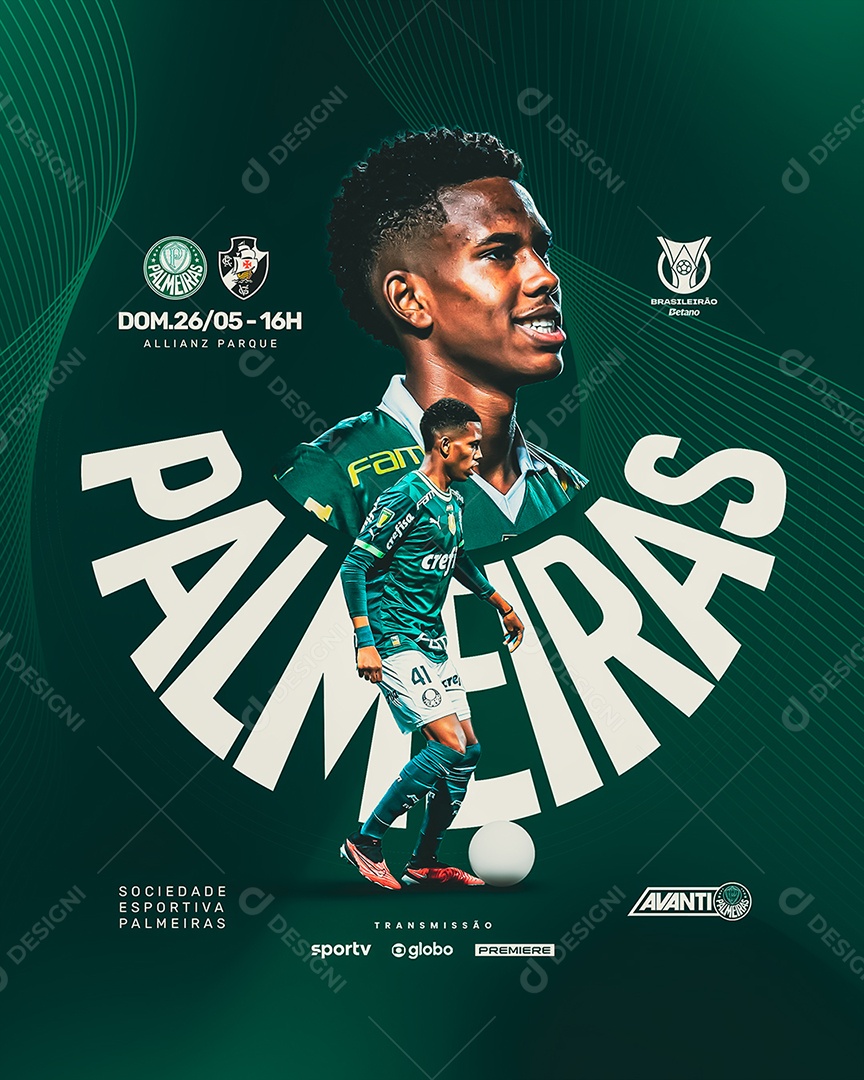 Futebol Palmeiras X Vasco Social Media PSD Editável
