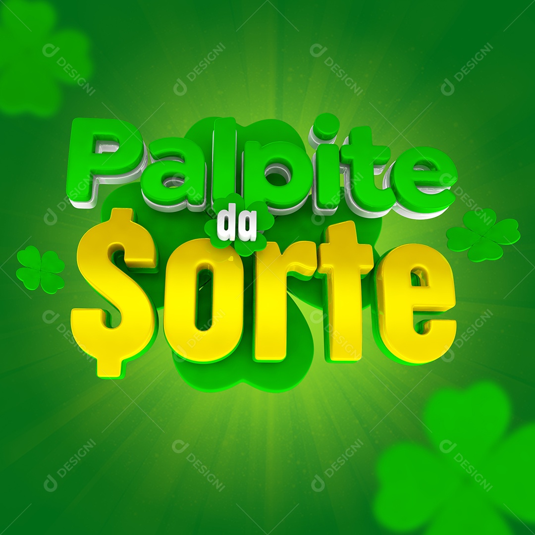 Palpite da Sorte Selo 3D Verde e Amarelo para Composição PSD