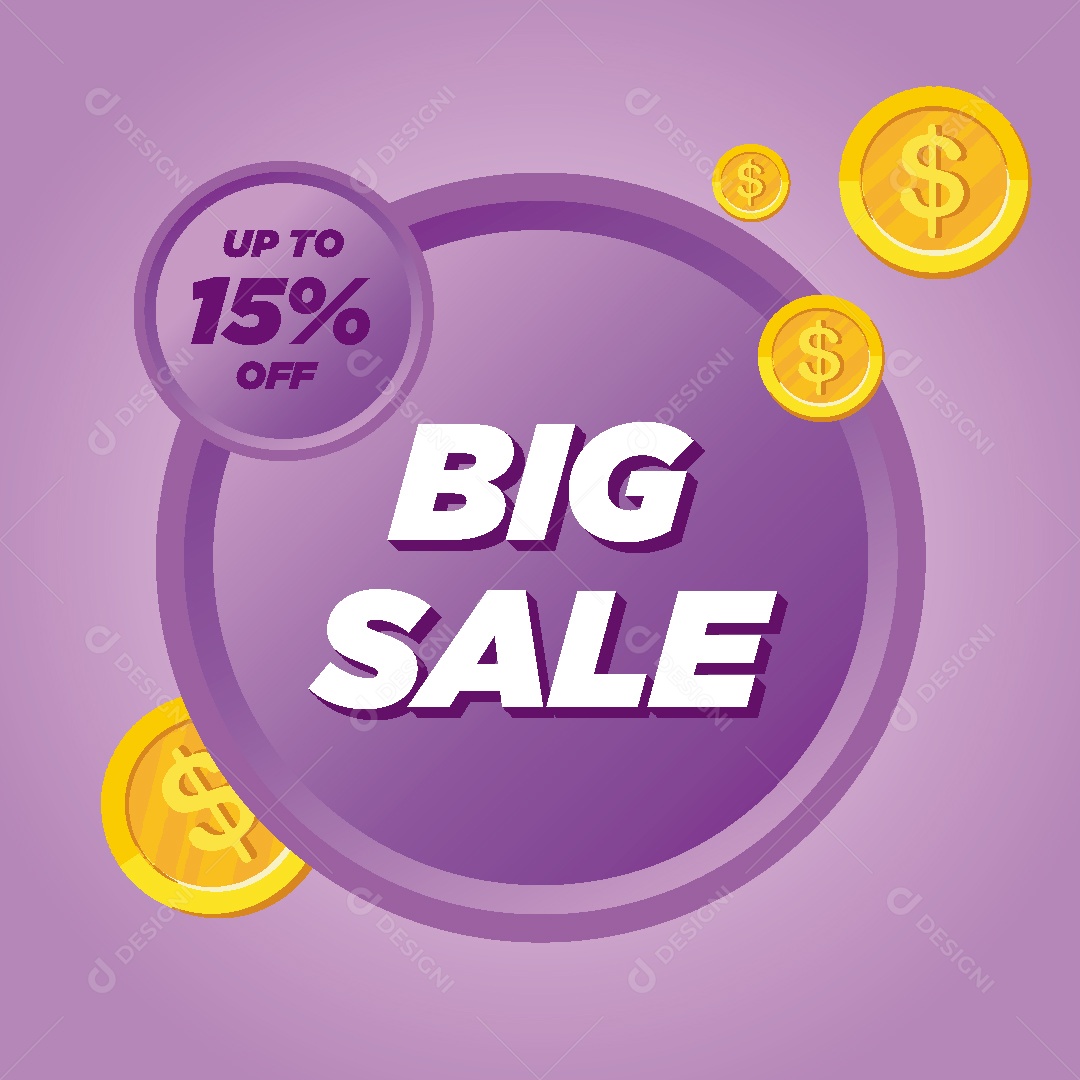 Grande Promoção com Desconto de 15 % Vetor EPS