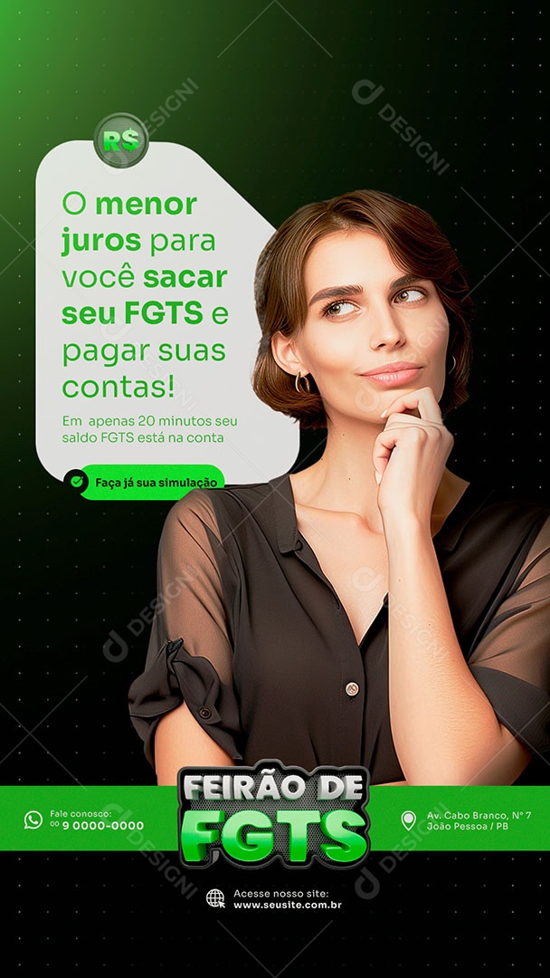 Story O Menor Juro para Você Sacar seu FGTS Social Media PSD Editável