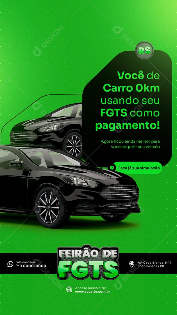 Story Você de Carro O km Usando seu FGTS como Pagamento Social Media PSD Editável