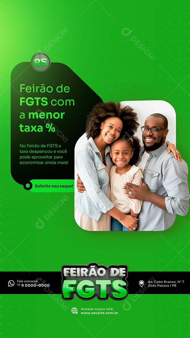 Story Feirão de FGTS com Menor Taxa Social Media PSD Editável