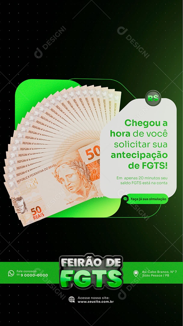 Story Chegou a Hora de Você Solicitar sua Antecipação Social Media PSD Editável