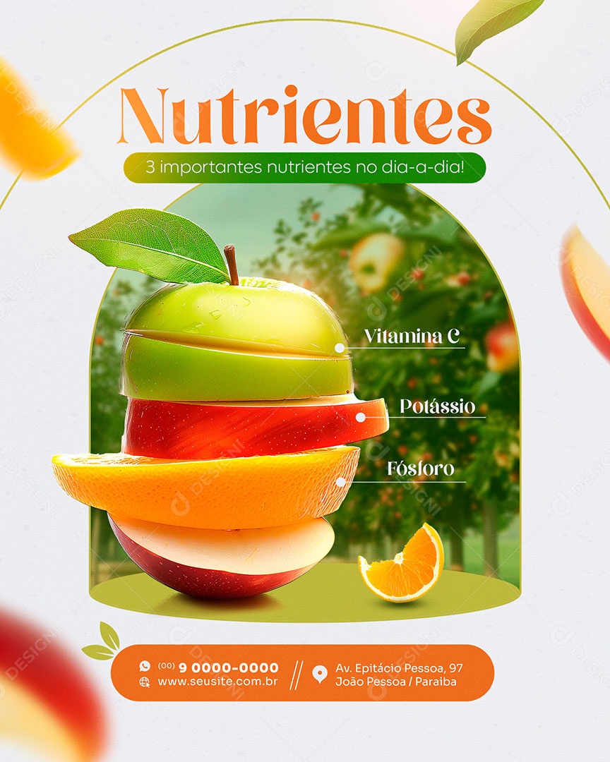 Nutrientes 3 Importantes Vitamina C Potássio Fósforo Social Media PSD Editável