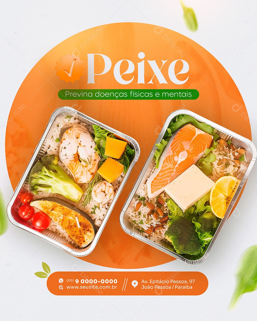 Peixe Previna Doenças Físicas e Mentais Social Media PSD Editável