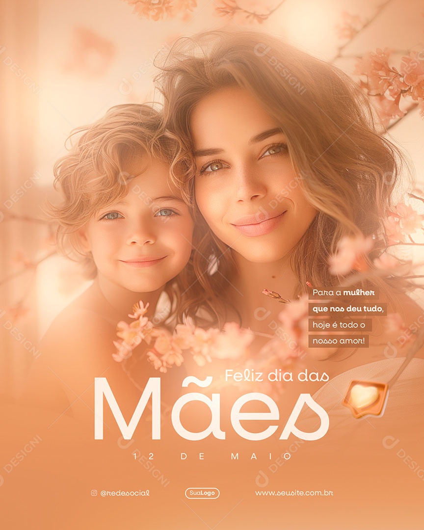 Feliz Dia das Mães 12 de Maio para a Mulher que nos deu tudo Social Media PSD Editável