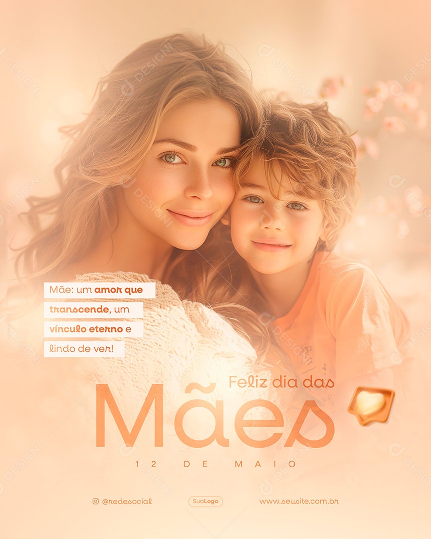 Dia das Mães 12 de Maio um Amor que Transcende Social Media PSD Editável