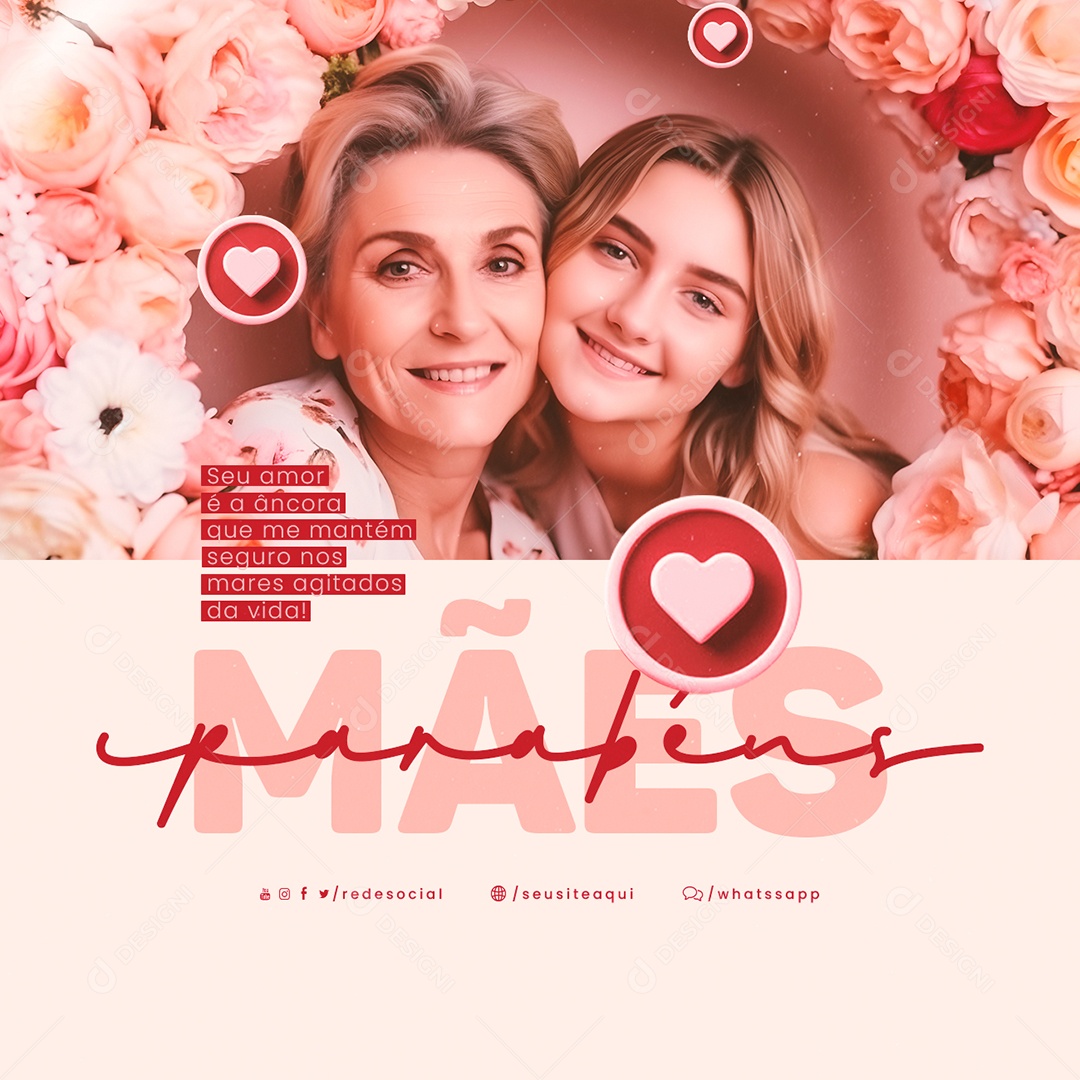 Dia Das Mães 12 de Maio Parabéns Social Media PSD Editável