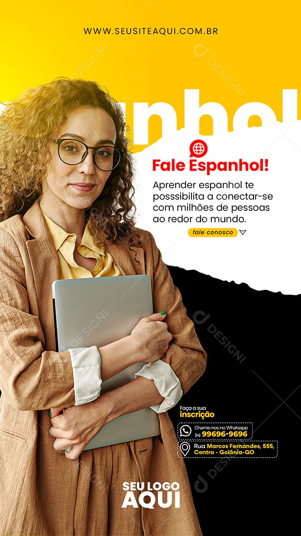 Story Aulas de Espanhol Idiomas Social Media PSD Editável