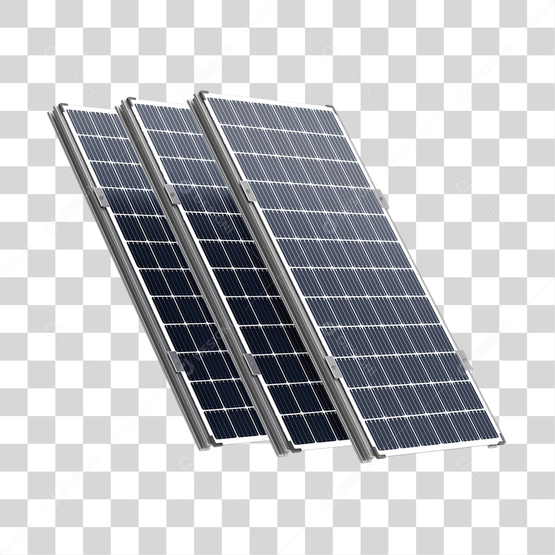 Asset 3D Energia Solar Placa Solar Grafite Fotovoltaica Isolada Com Fundo Transparente
