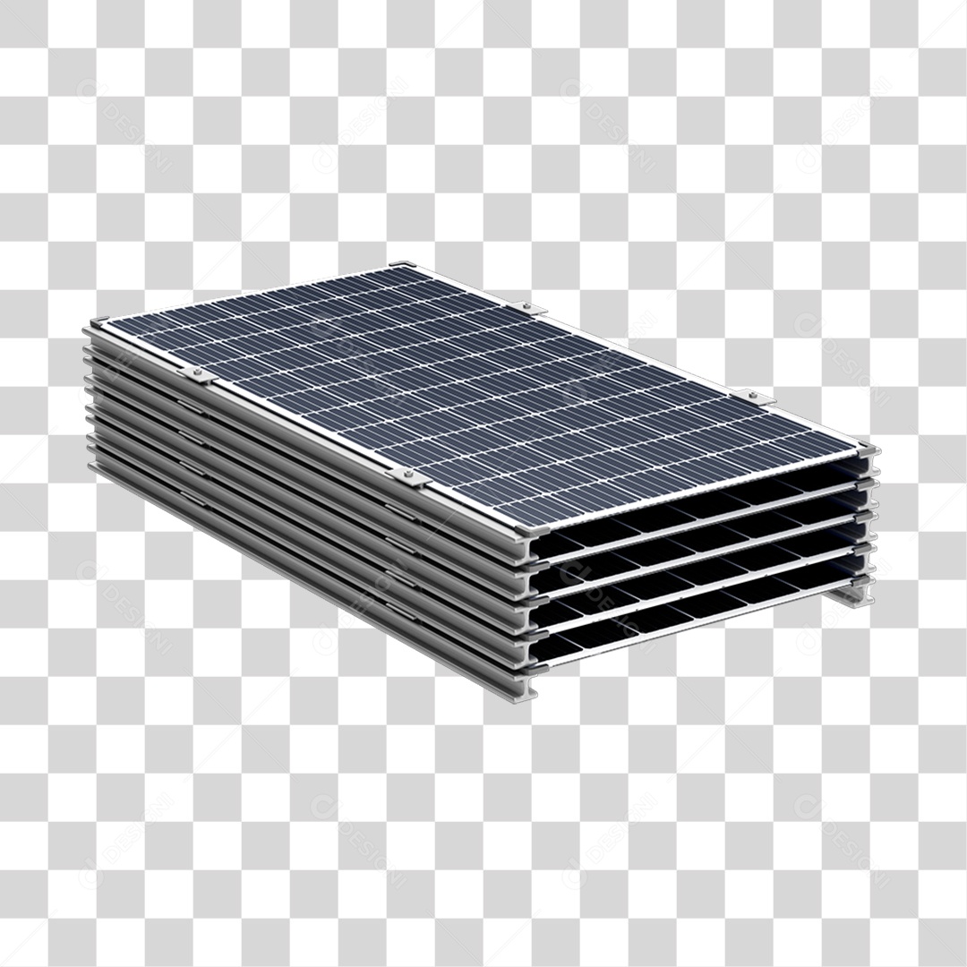 Asset 3D Energia Solar Placa Solar Grafite Fotovoltaica Isolada Com Fundo Transparente