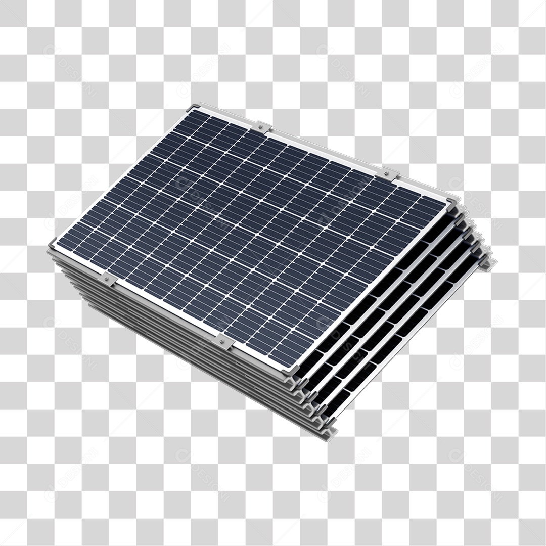 Asset 3D Energia Solar Placa Solar Grafite Fotovoltaica Isolada Com Fundo Transparente