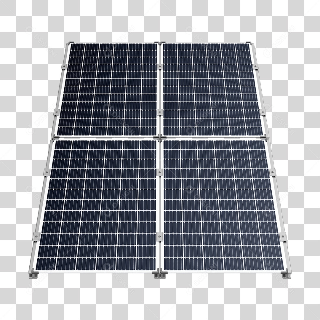 Asset 3D Energia Solar Placa Solar Grafite Fotovoltaica Isolada Com Fundo Transparente