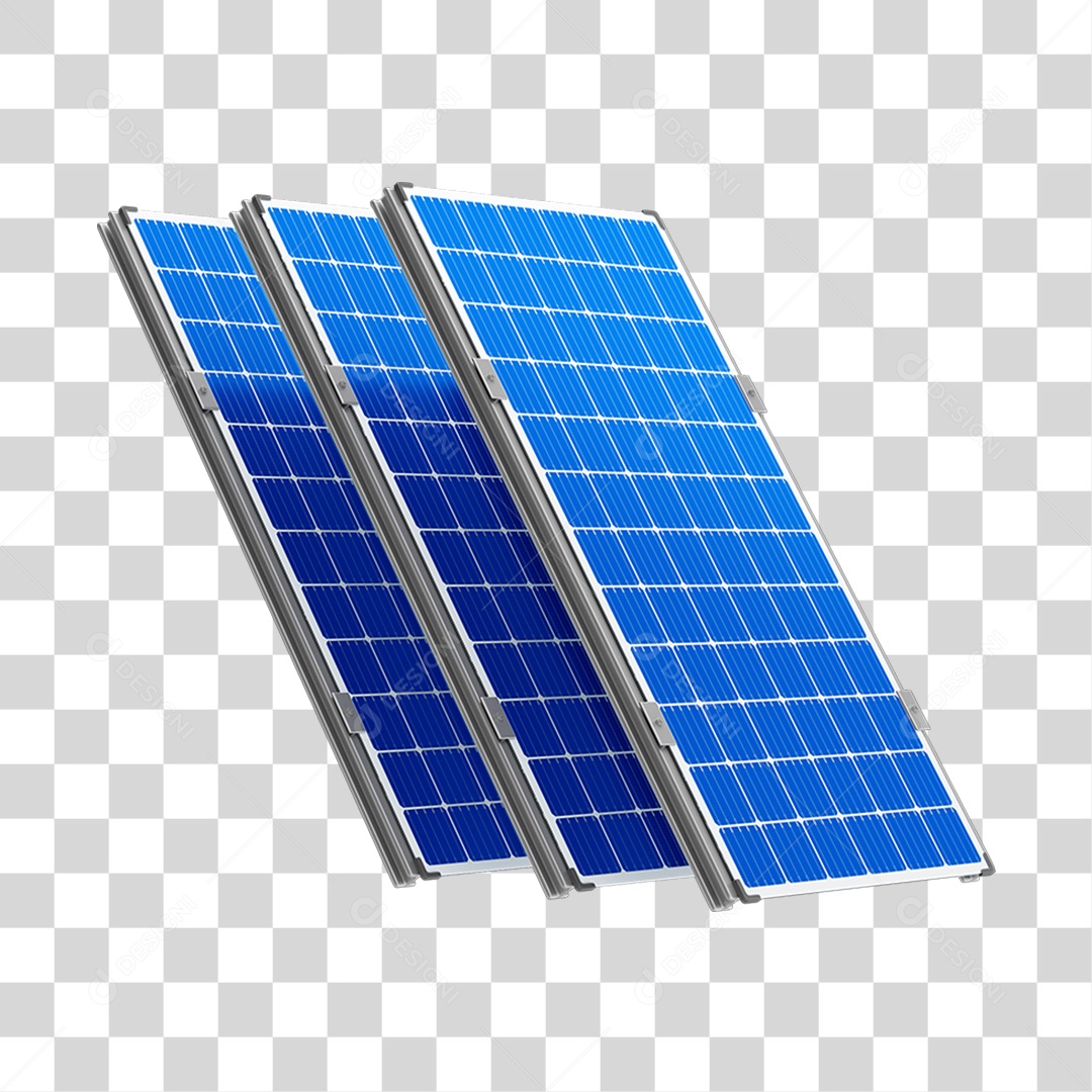 Asset 3D Energia Solar Placa Solar Azul Fotovoltaica Isolada Com Fundo Transparente