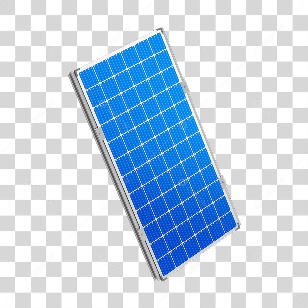 Asset 3D Energia Solar Placa Solar Azul Fotovoltaica Isolada Com Fundo Transparente