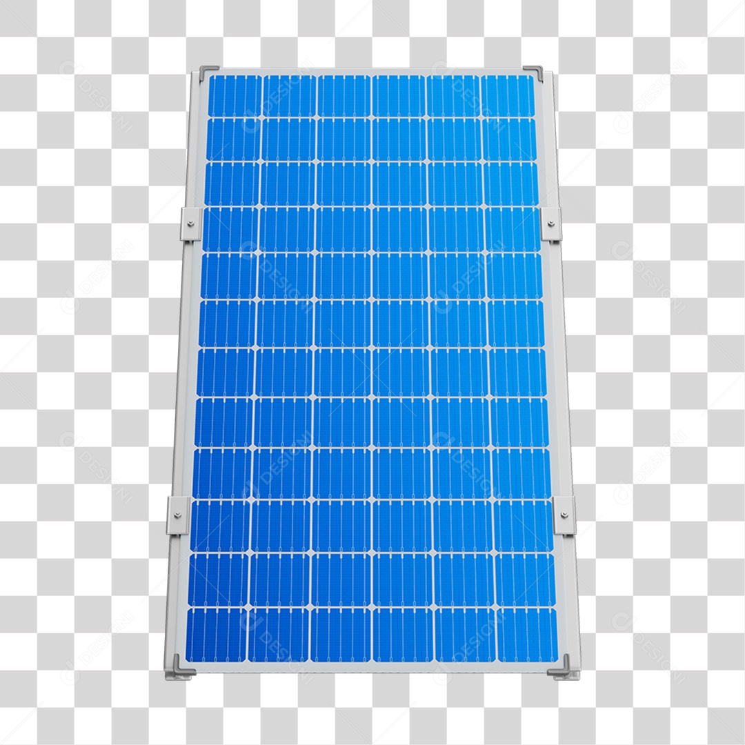 Asset 3D Energia Solar Placa Solar Azul Fotovoltaica Isolada Com Fundo Transparente