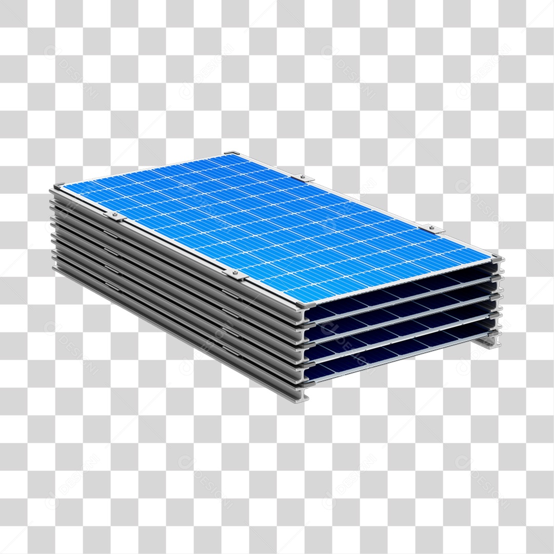 Asset 3D Energia Solar Placa Solar Azul Fotovoltaica Isolada Com Fundo Transparente