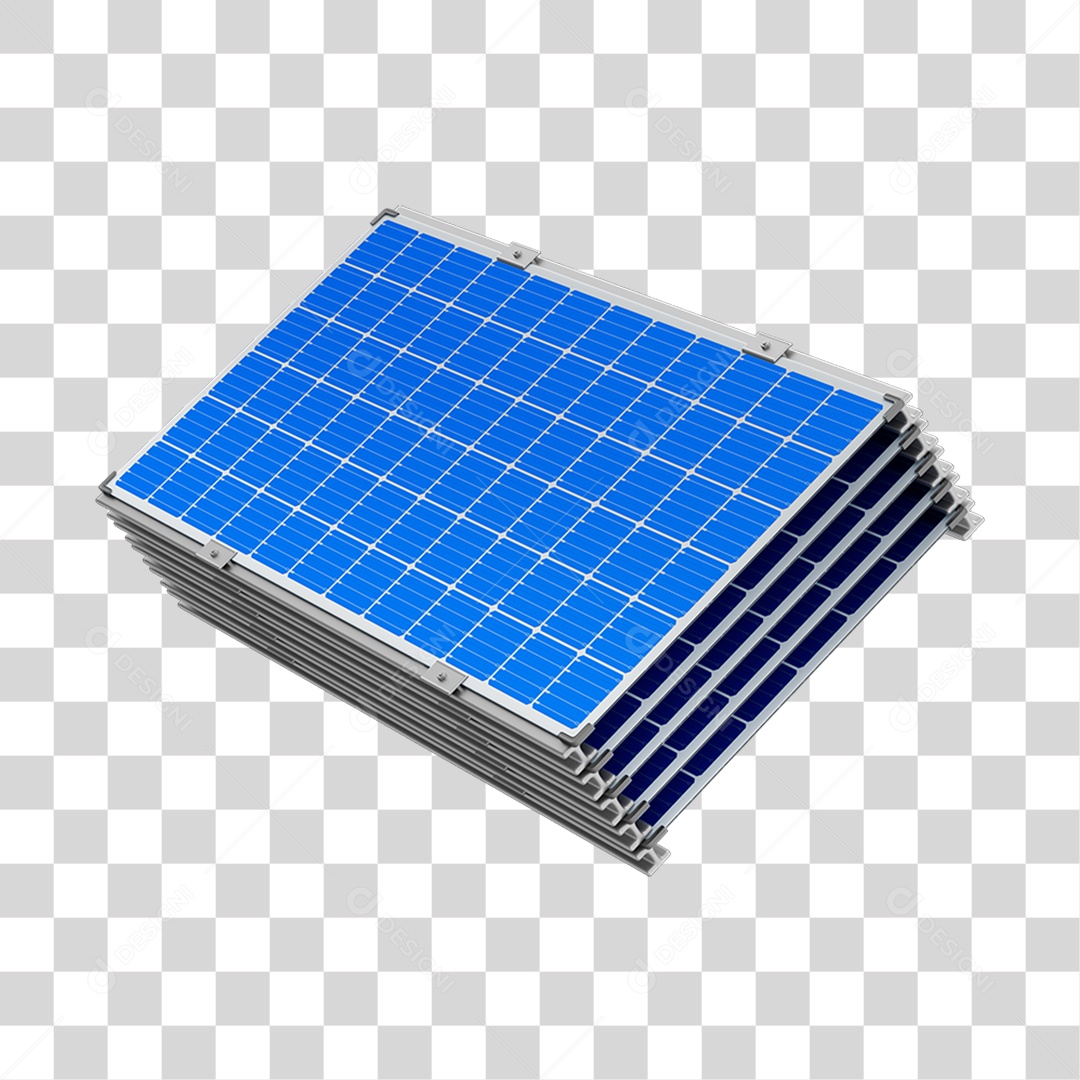 Asset 3D Energia Solar Placa Solar Azul Fotovoltaica Isolada Com Fundo Transparente