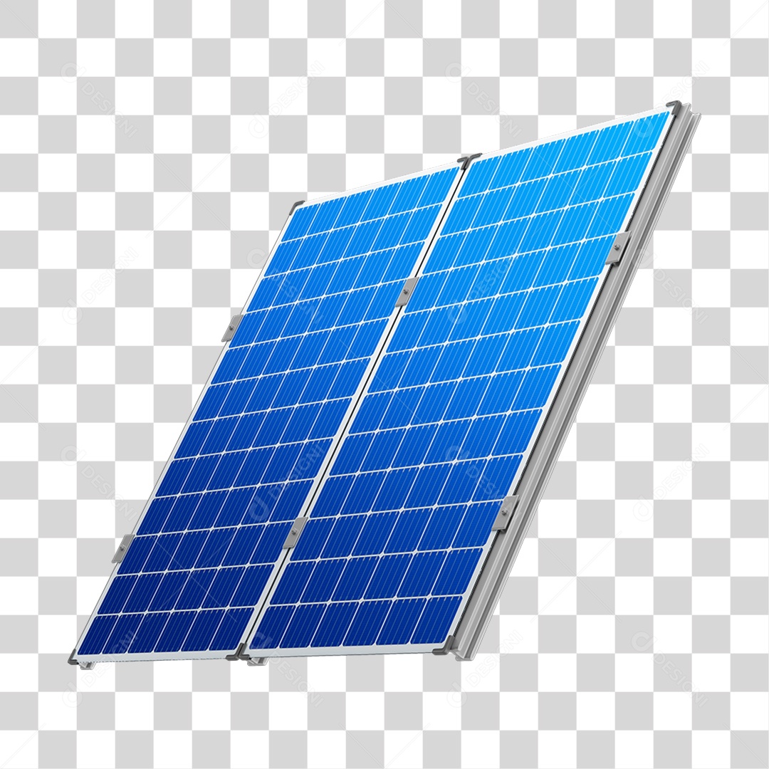 Asset 3D Energia Solar Placa Solar Azul Fotovoltaica Isolada Com Fundo Transparente