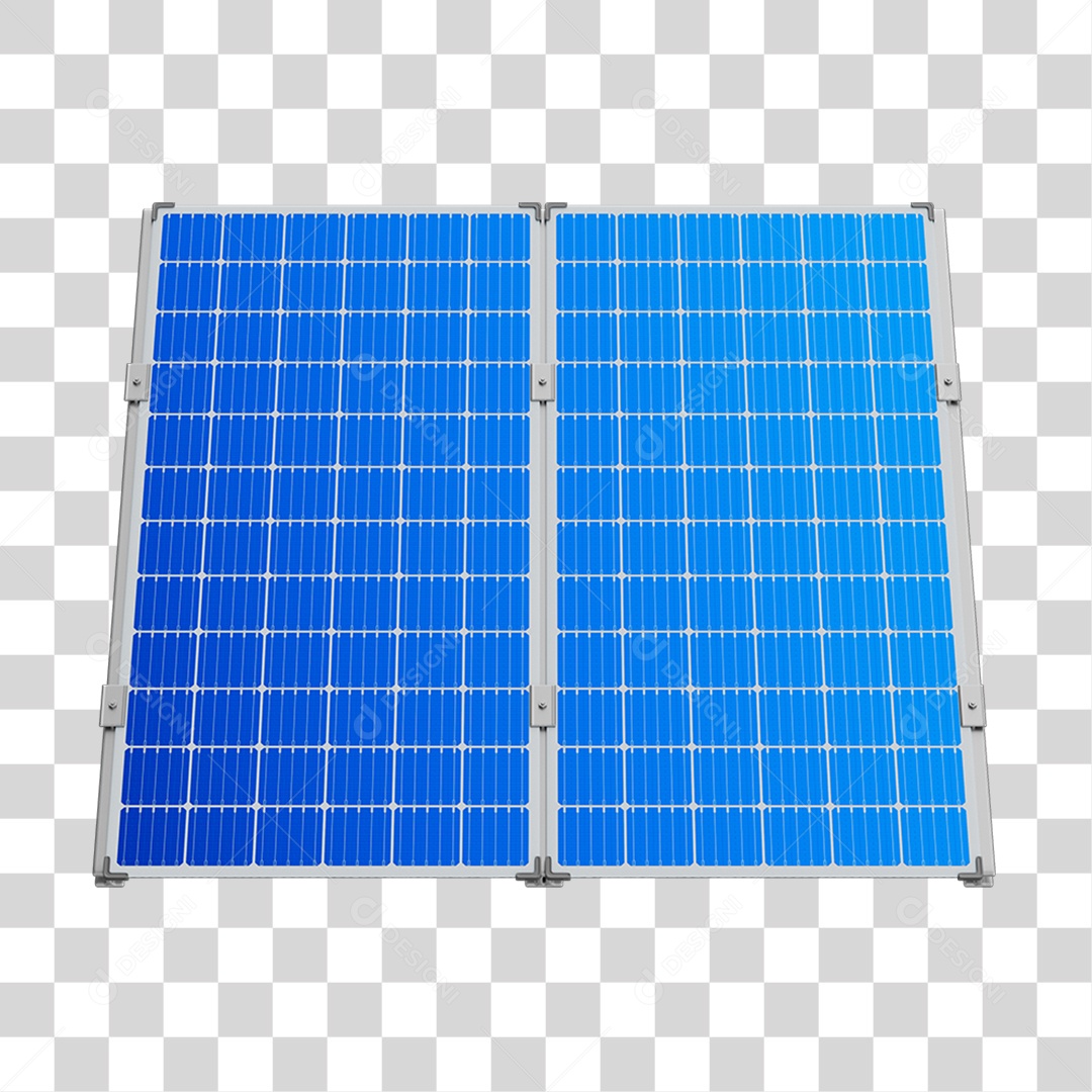 Asset 3D Energia Solar Placa Solar Azul Fotovoltaica Isolada Com Fundo Transparente