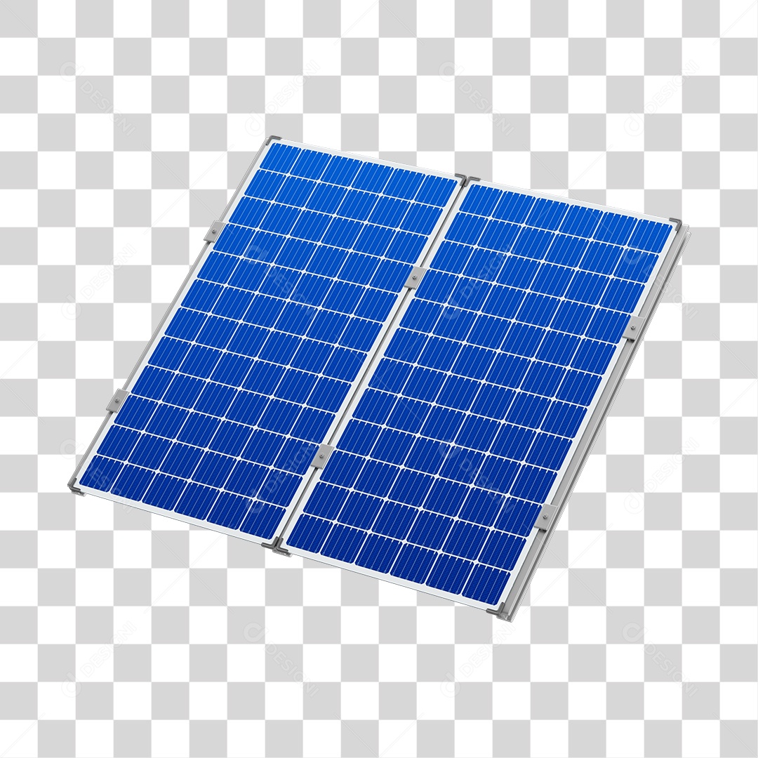 Asset 3D Energia Solar Placa Solar Azul Fotovoltaica Isolada Com Fundo Transparente