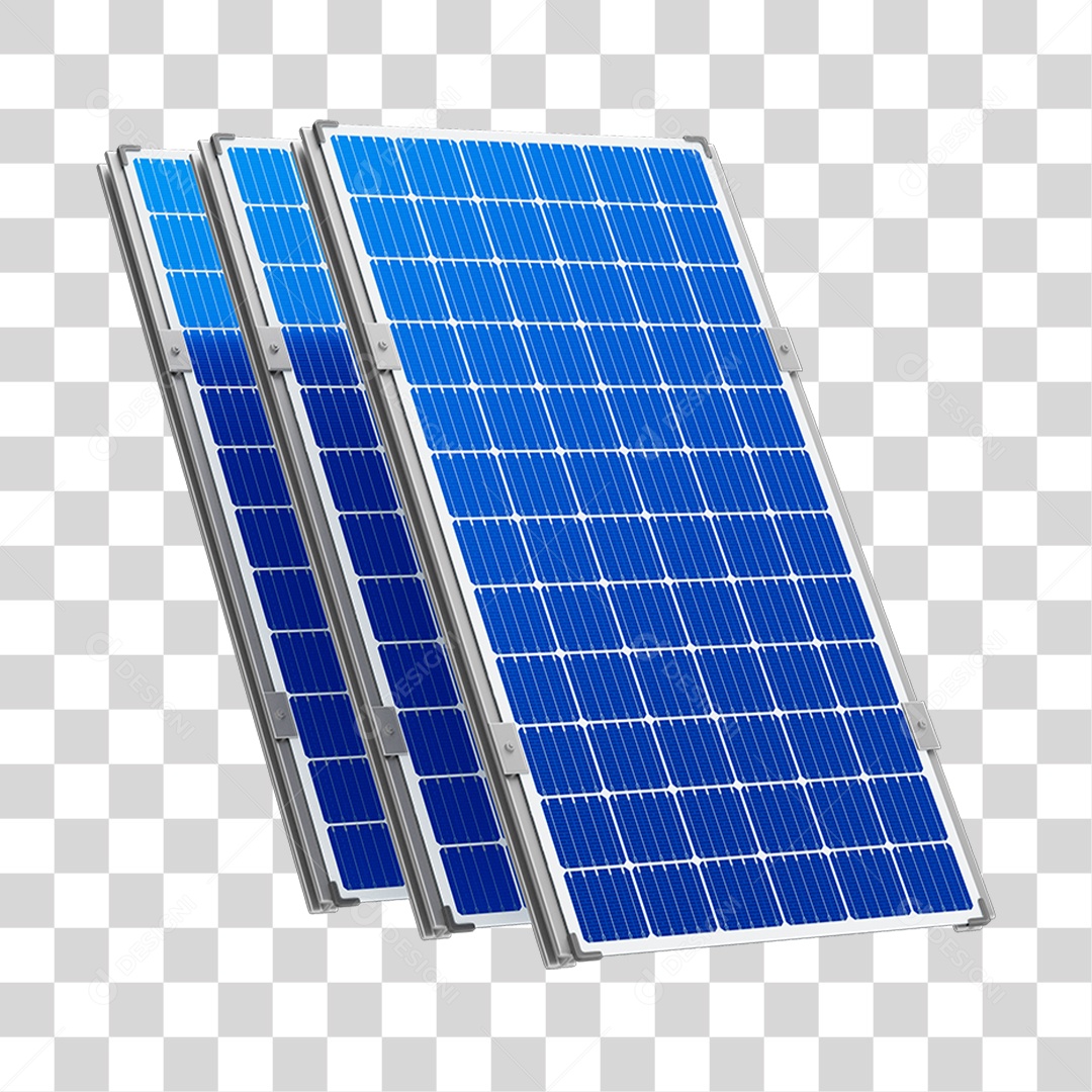 Asset 3D Energia Solar Placa Solar Azul Fotovoltaica Isolada Com Fundo Transparente