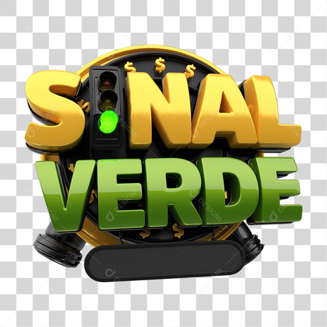 Selo 3D Sinal Verde PNG Transparente