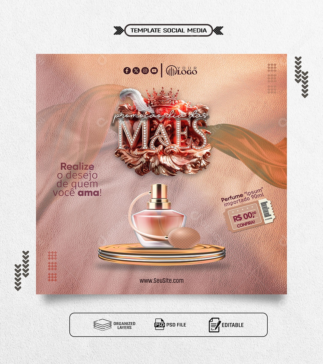 Promoção Dia das Mães Realize o Desejo de quem Você Ama Social Media PSD Editável