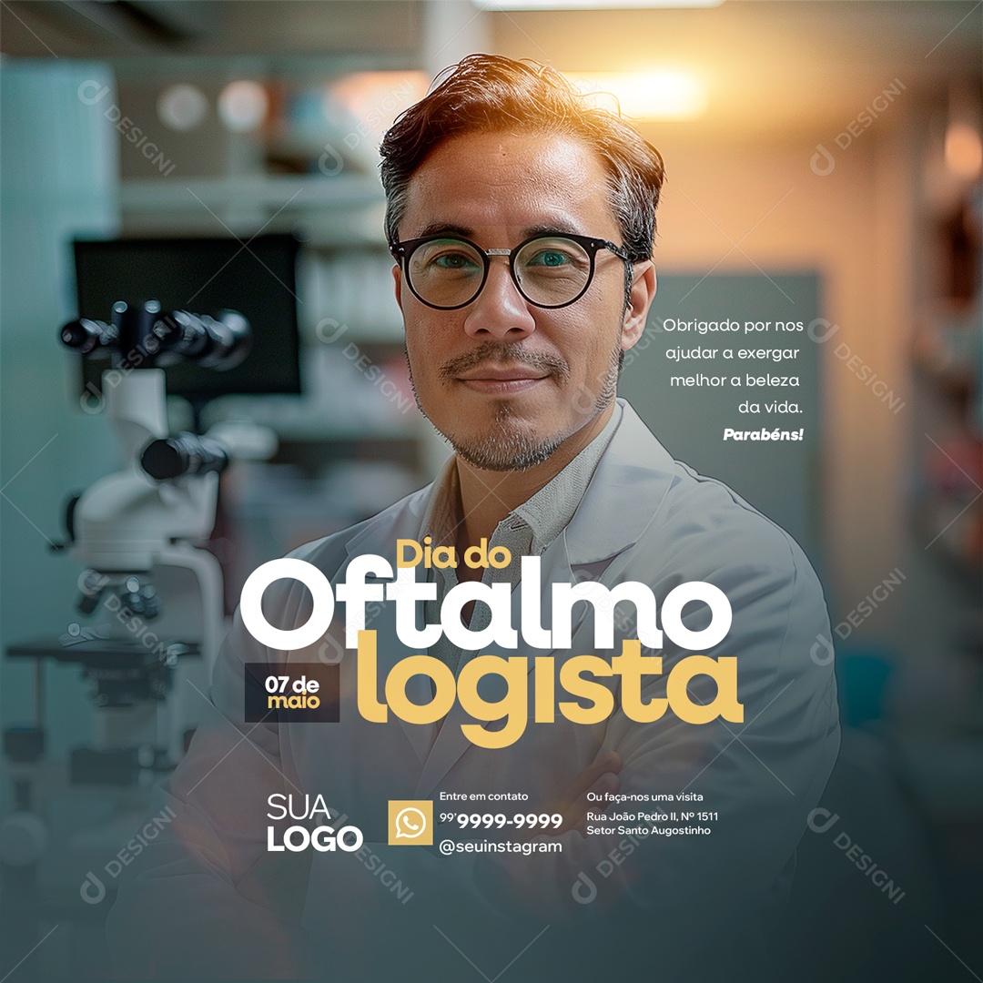 Dia do Oftalmologista 07 de Maio Obrigado por nos Ajudar a Exergar Social Media PSD Editável