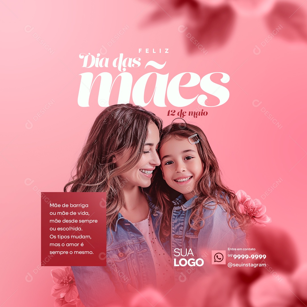 Dia das Mães 12 de Maio Mãe de Barriga ou de Vida Social Media PSD Editável