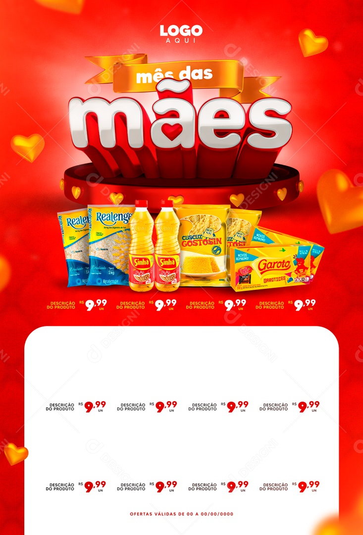 Encarte Mês das Mães Feijão Óleo Sinhá Cuscuz Gostosinho Caixa de Bombom Social Media PSD Editável