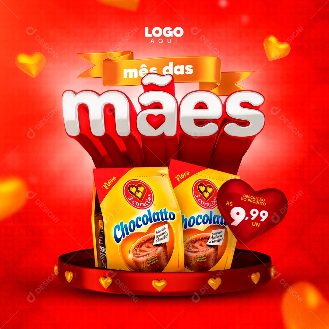 Mês das Mães Achocolatado por 9,99 Social Media PSD Editável