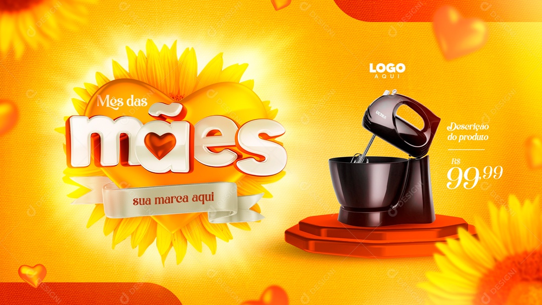Banner Mês das Mães Batedeira por 99,99 Social Media PSD Editável