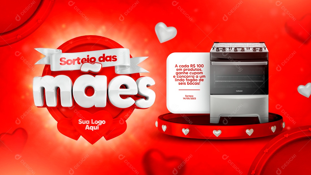 Banner Sorteio das Mães a Cada 100 Reais em Produtos Ganhe Cupom Social Media PSD Editável