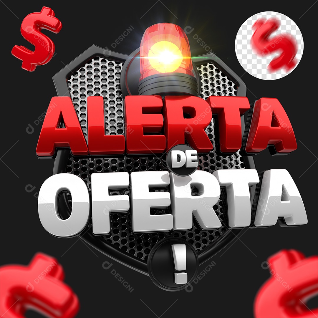 Alerta de Oferta Selo 3D Vermelho e Branco para Composição PSD